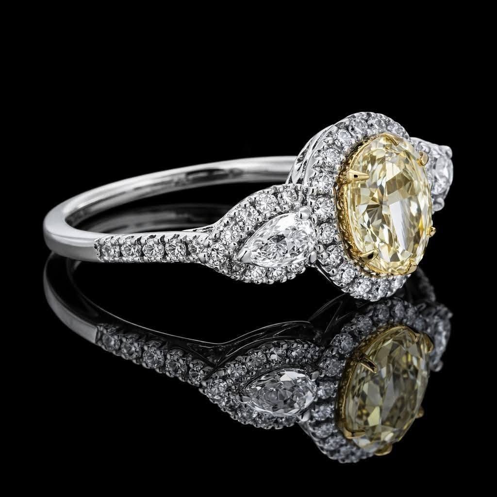 Yellow Oval Statement Ring — 14K Two-Tone Gold