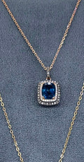 London Topaz & Diamond Halo Pendant Necklace