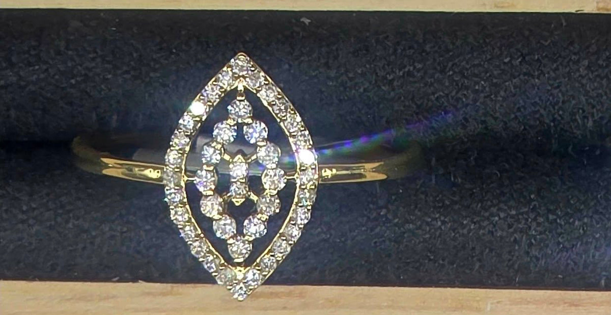 14k Yellow Gold 0.22ct Lab Diamond Marquise Filigree Ring