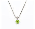JAI Sterling Silver Necklace with a Small Peridot Charm
