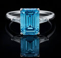 Custom Blue Emerald Cut Diamond Ring