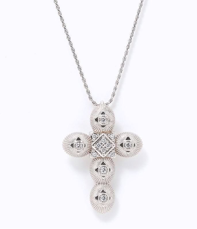 David Markstein Sterling Silver Lab Diamond Cross Necklace