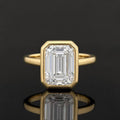 Solid 14k Gold Emerald Cut Bezel set Solitaire