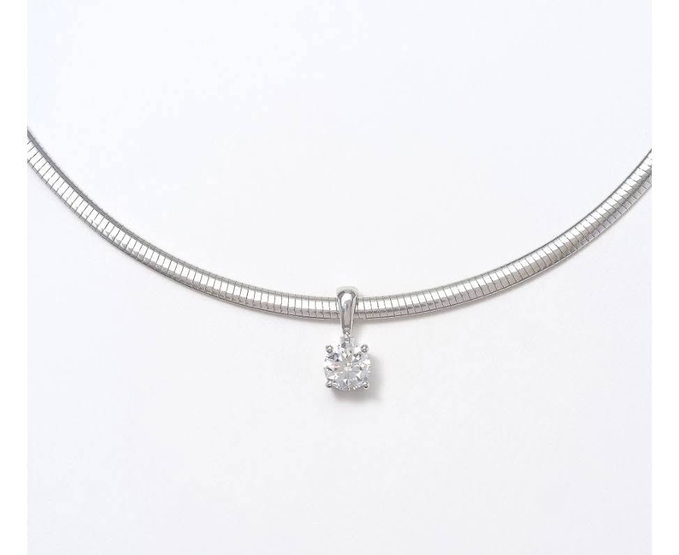 Round Lab Diamond Pendant Omega Necklace