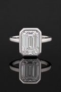Solid 14k Gold Emerald Cut Bezel set Solitaire