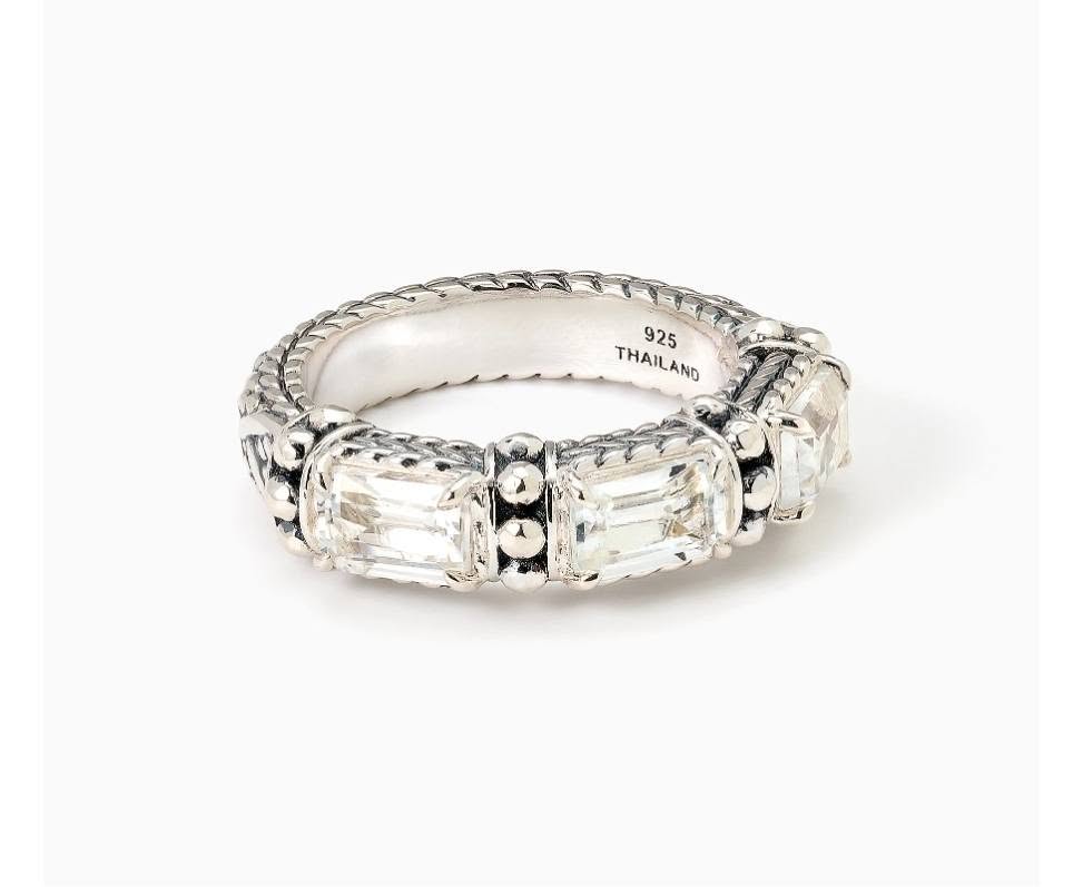 Sterling Silver & Emerald Cut Band