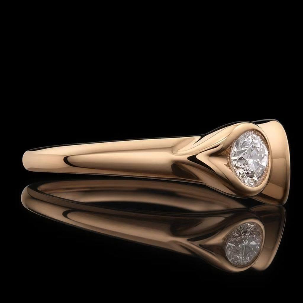 Heavy 3-Stone Bezel-Set Lab Diamond Ring