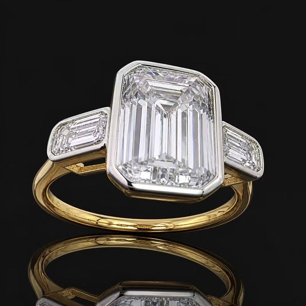 Emerald Cut 3-Stone Lab Diamond Ring