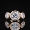 Heavy 3-Stone Bezel-Set Lab Diamond Ring