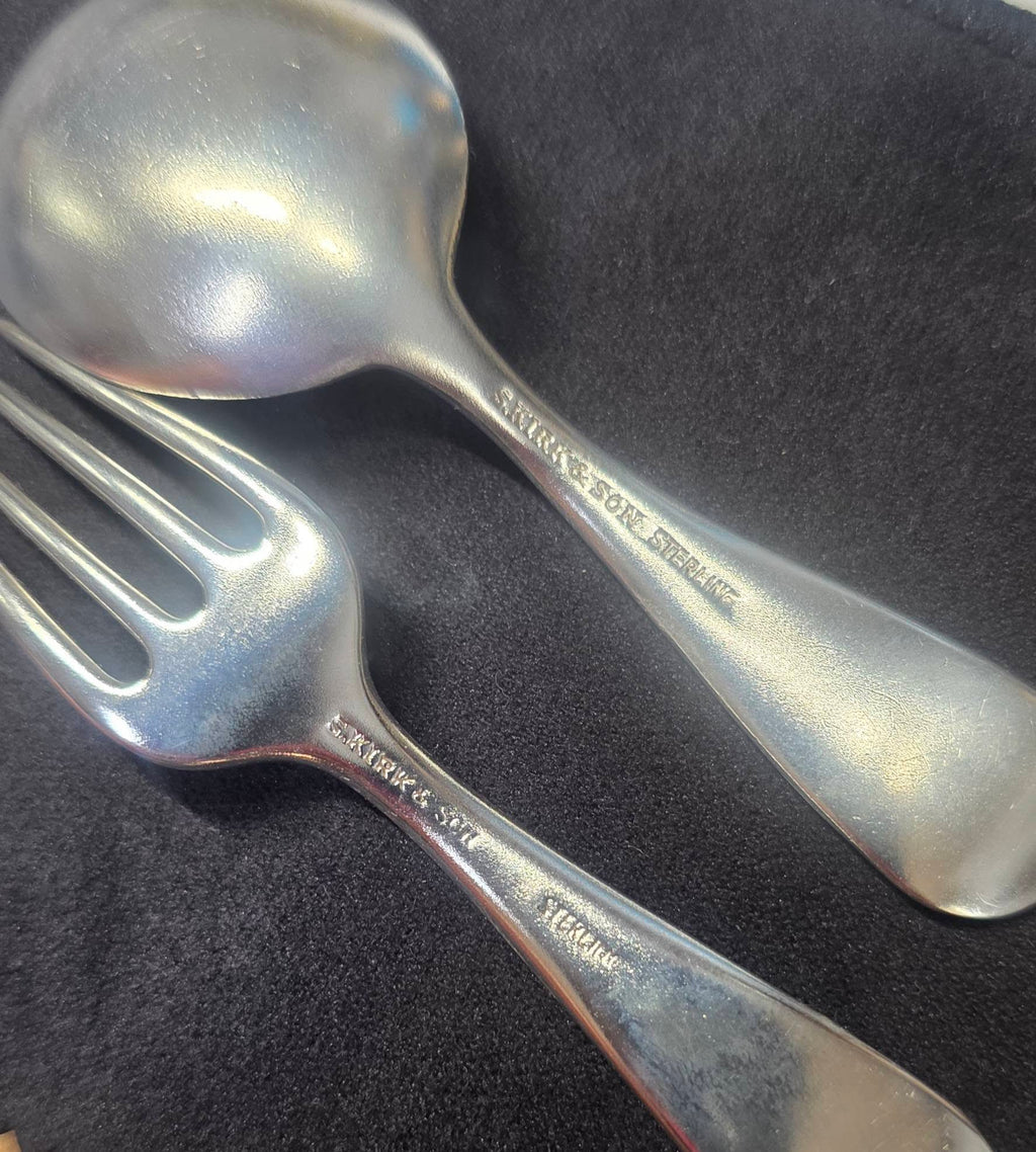 Vintage 1920's S.Kirk & Son Sterling Silver "Repousse" Fork and Spoon Set