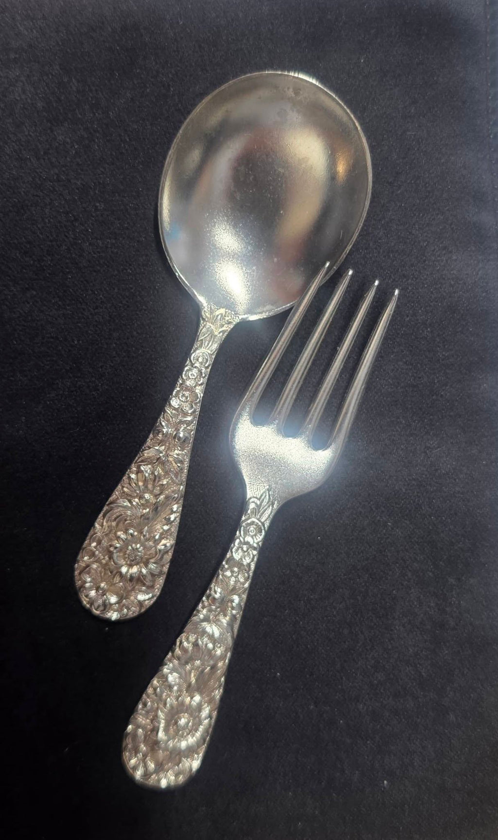 Vintage 1920's S.Kirk & Son Sterling Silver "Repousse" Fork and Spoon Set