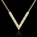10K Gold Natural Diamond V Necklace