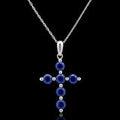 14K Gold Natural Gemstone Cross Pendant