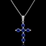 14K Gold Natural Gemstone Cross Pendant