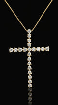 10K Yellow Gold Large Lab Diamond Cross Necklace