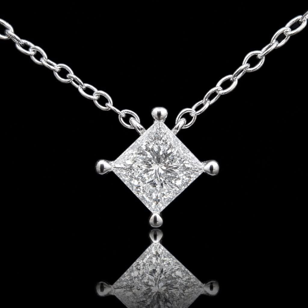 Princess-Cut Lab Diamond Solitaire Necklace