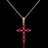 14K Gold Natural Gemstone Cross Pendant