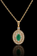 Natural Diamond & Natural Emerald Pendant Necklace
