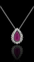 14k Gold Pear Halo Teardrop Pendant