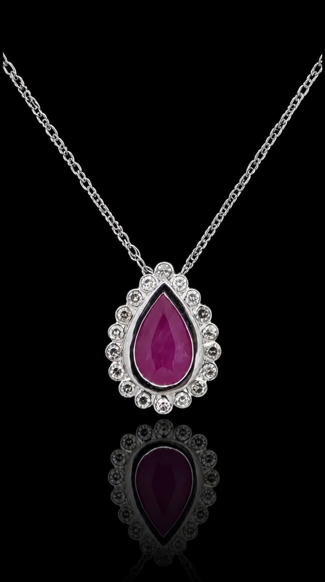 14k Gold Pear Halo Teardrop Pendant