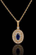 Natural Diamond & Natural Sapphire Pendant Necklace