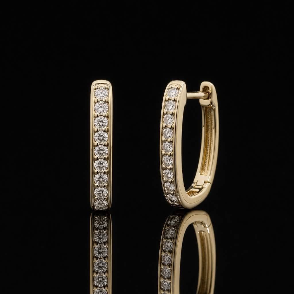 14K Yellow Gold 0.20 CTW Natural Diamond Huggies Earrings
