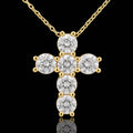 14k Yellow Gold 2ctw Lab Diamond Cross Necklace