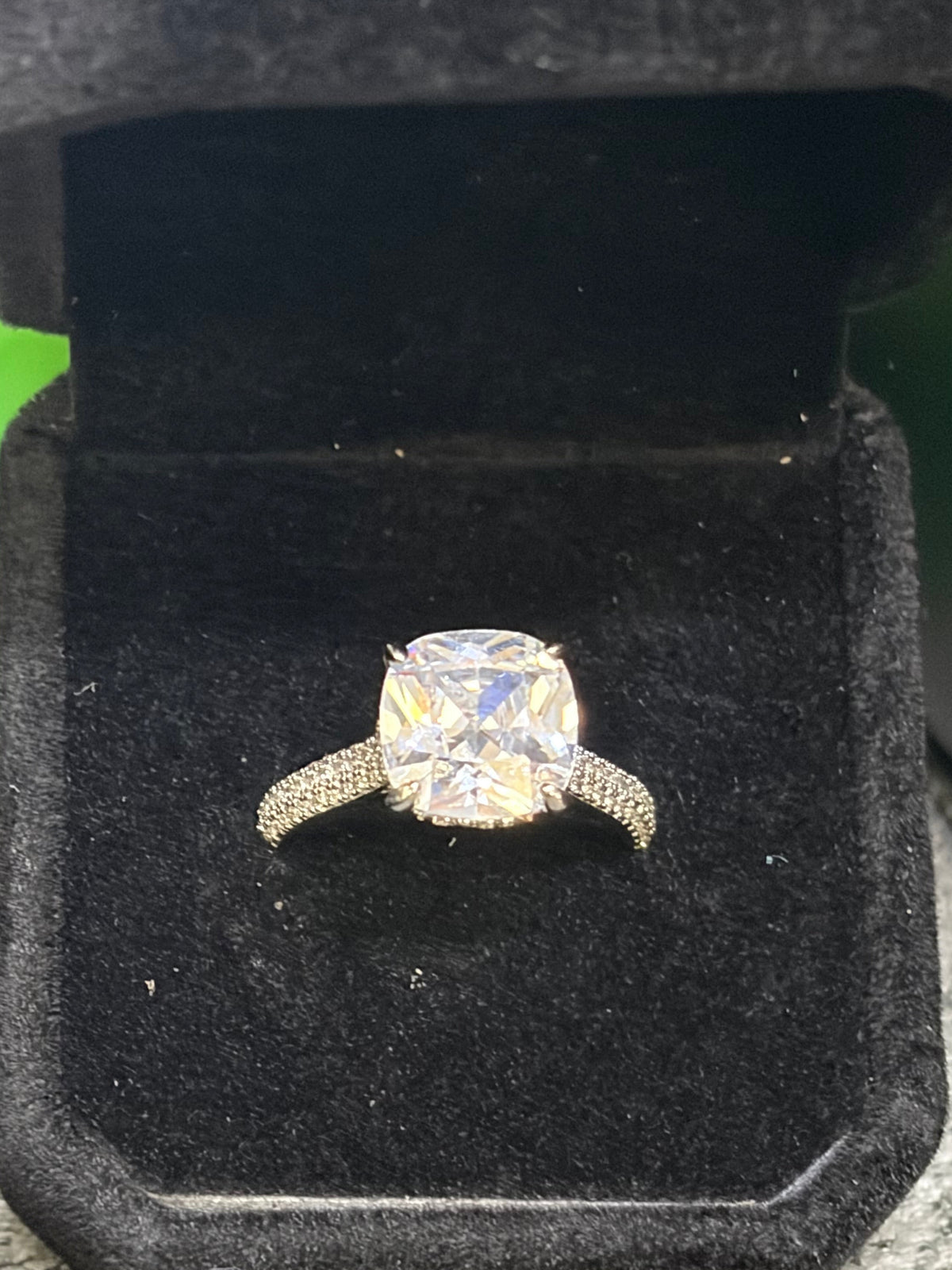 Cushion-Cut Solitaire Cubic Zirconia Engagement Ring