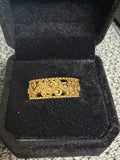 Ornate Gold-Plated Sterling Silver Filigree Scroll Band Ring