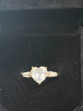Heart-Cut CZ & Tapered Baguette Sterling Silver Engagement Ring